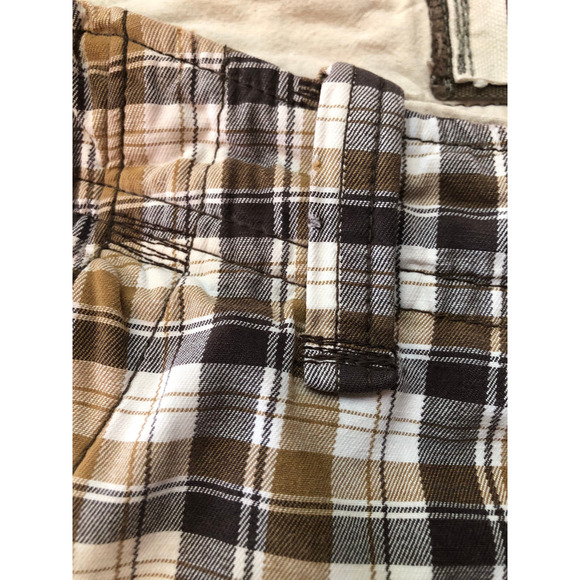 Hollister, Men's Bermuda Shorts, Brown Plaid, Button Fly, 9" Inseam, Size 28 - Picture 5 of 7